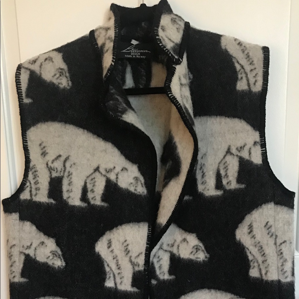 Vintage Lillunn Polar Bear Print Wool Vest